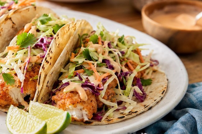 Close-up of Crispy Fish Tacos