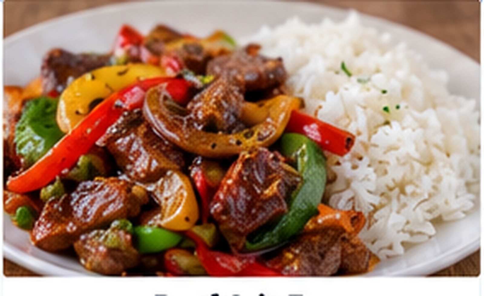 Beef and broccoli stir-fry with peppers and rice