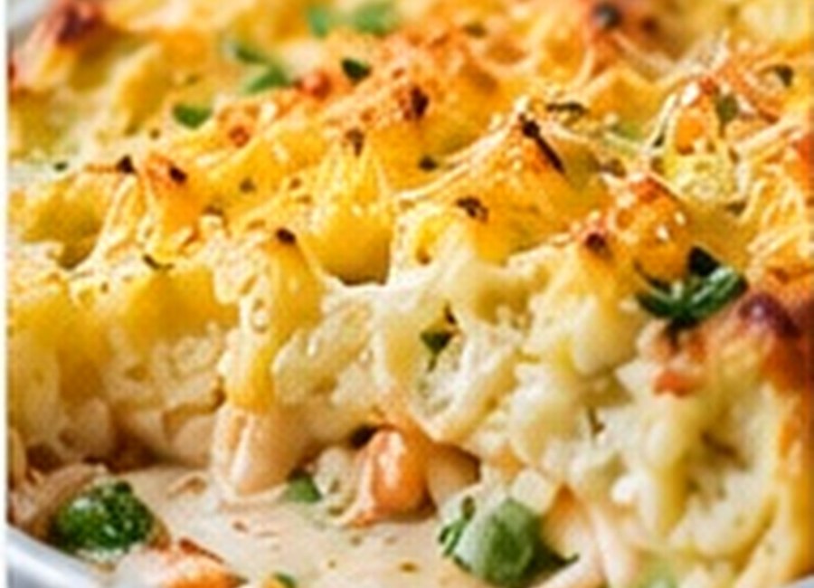 Golden cheesy fish pie with creamy mashed potato topping
