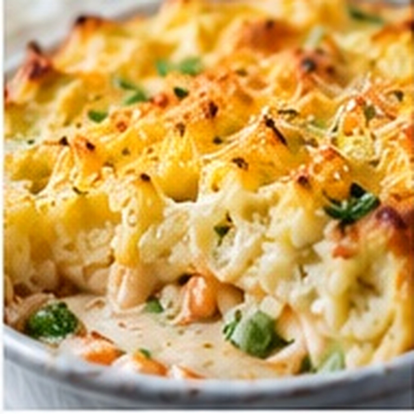 Golden cheesy fish pie with creamy mashed potato topping