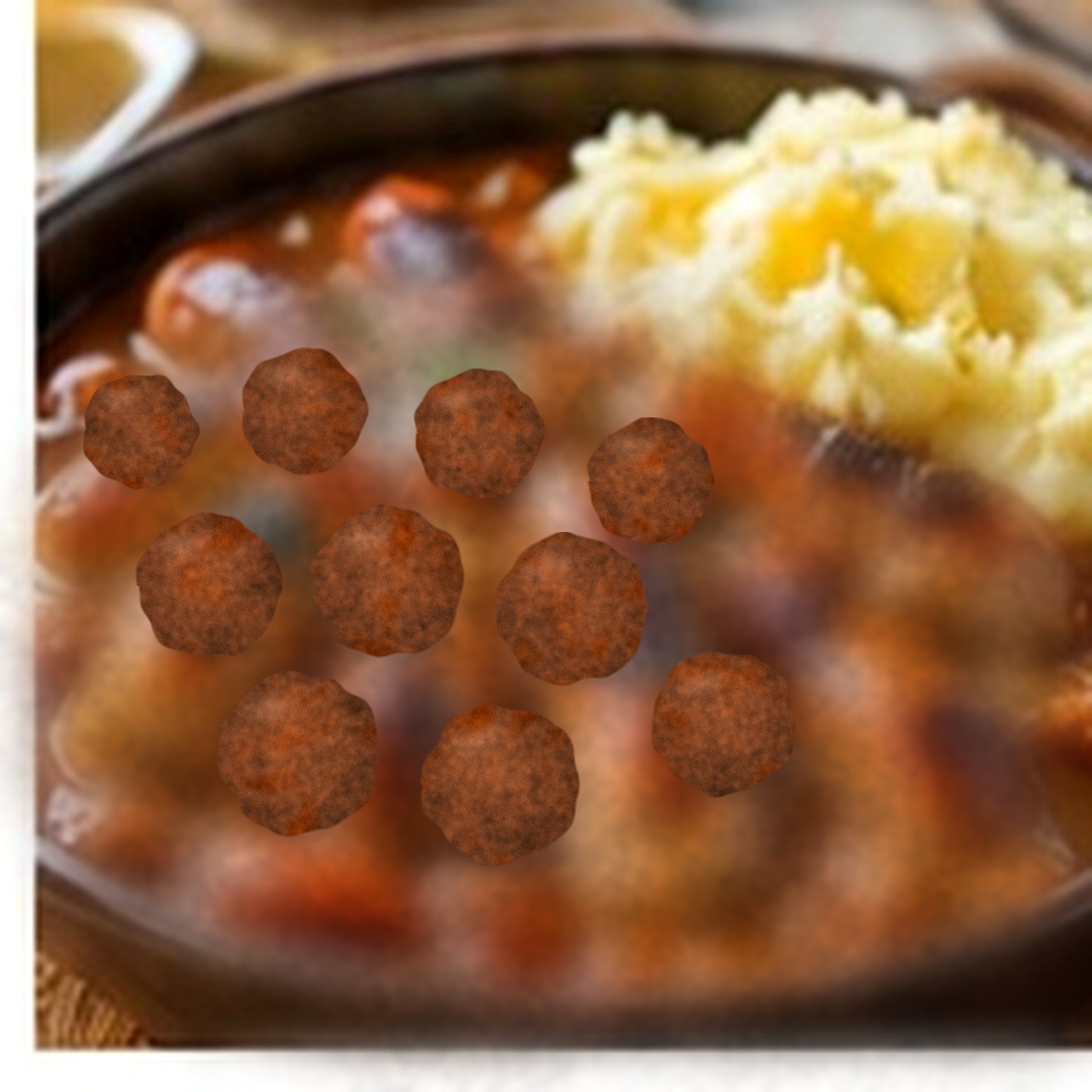 Creamy Swedish meatballs with mashed potatoes and gravy