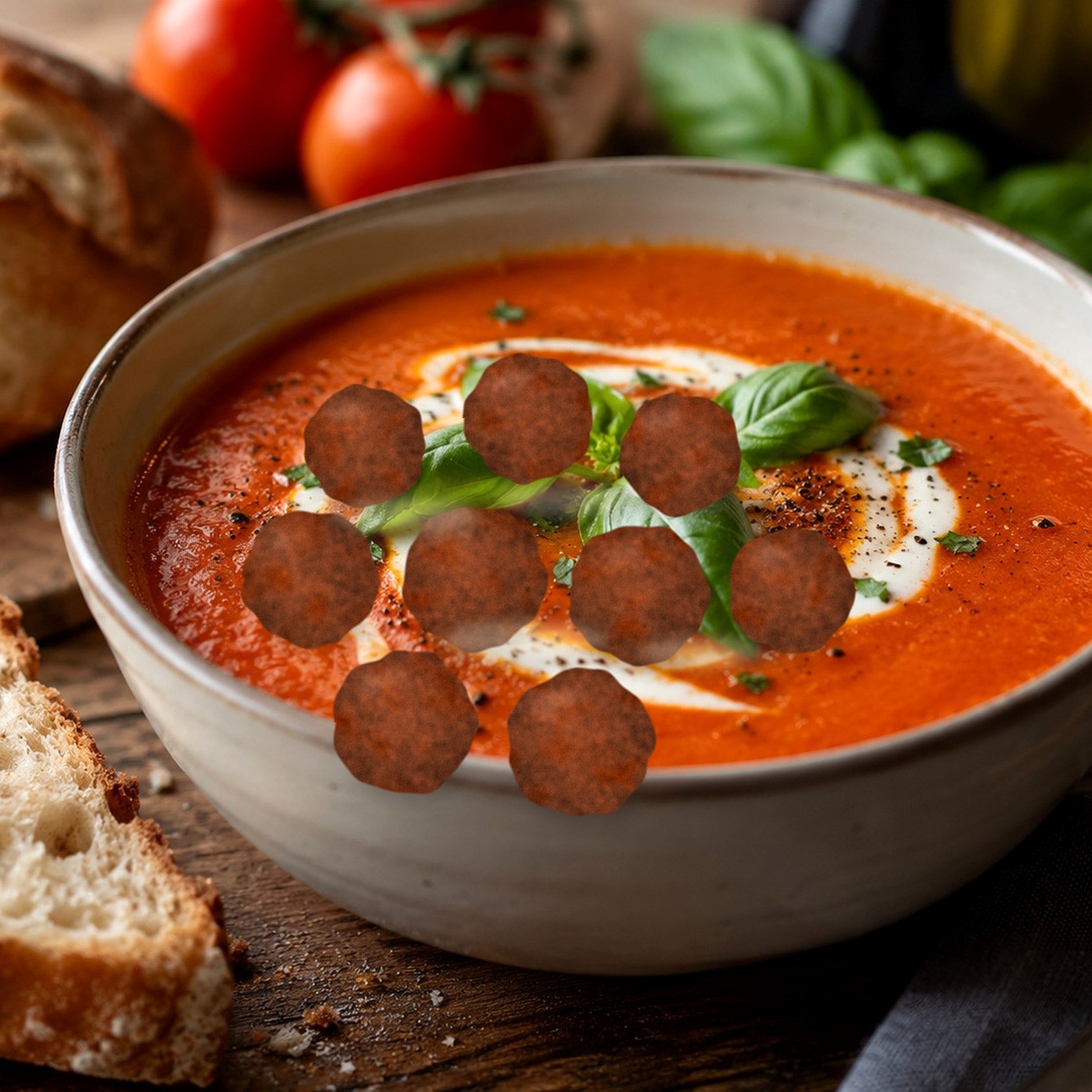 Italian meatballs in tomato sauce with melted mozzarella and garlic bread